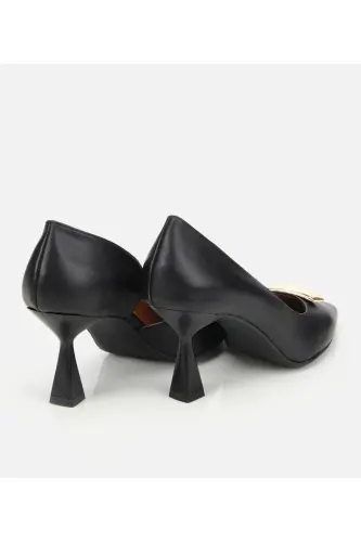 Kadın Deri Siyah Tokalı Stiletto - SİYAH - 4