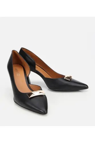 Kadın Deri Siyah Tokalı Stiletto-SİYAH - HOTIÇ (1)