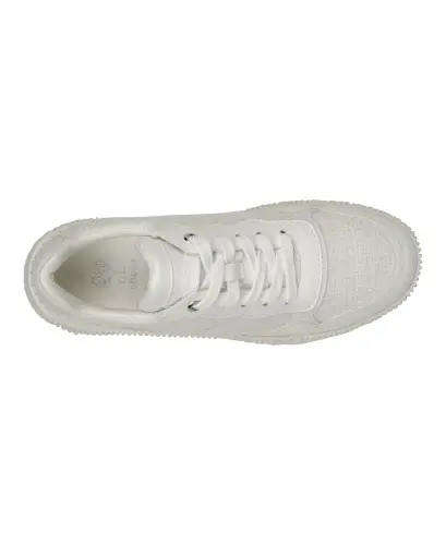 Women's Calico Lace Up Platform Sneakers - White - 4