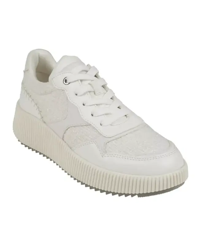Women's Calico Lace Up Platform Sneakers - White - GC SHOES