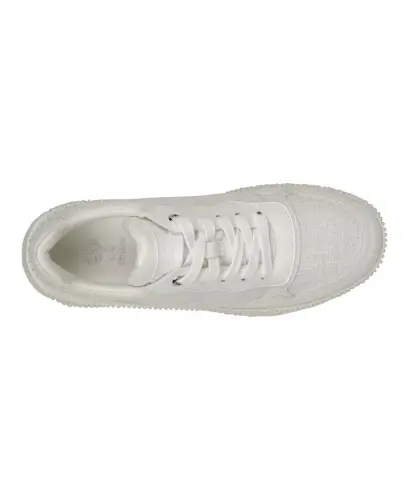 Women's Calico Lace Up Platform Sneakers - White - 4
