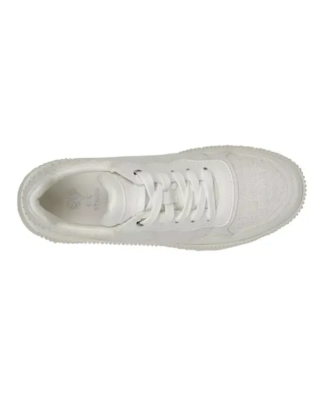 Women's Calico Lace Up Platform Sneakers - White - 4