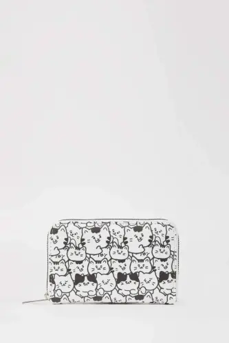Kadın Desenli Suni Deri Cüzdan-Karma - 1