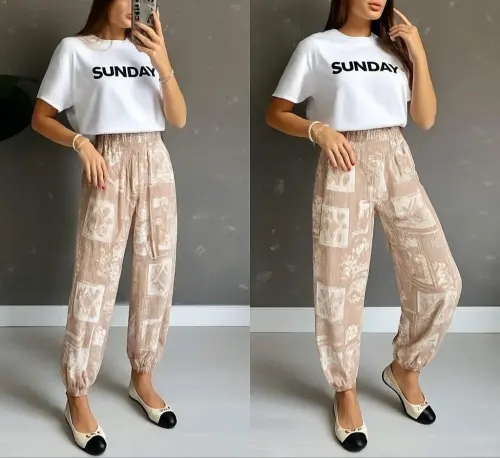 Kadın Desenli Süprem Pantolon - 1