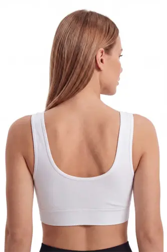 Kadın Dikişsiz Kalın Askılı Esnek Pedli Toparlayıcı Büstiyer Beyaz 3'lü Paket - 6