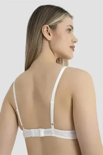 Kadın Dolgulu Destekli Balenli Toparlayıcı Sütyen 3'lü Set Beyaz Siyah Ten - 6