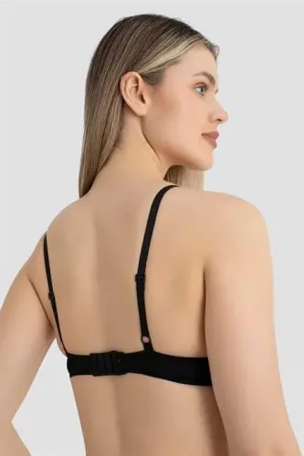 Kadın Dolgusuz Balenli 3 Adet Sütyen Bordo Beyaz Siyah - 7