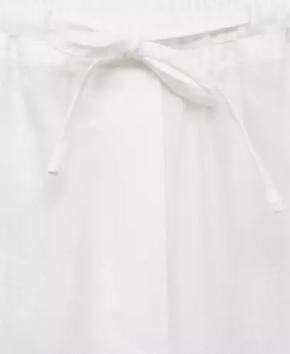 Women's Straight Linen-Blend Pants - Off White - 3