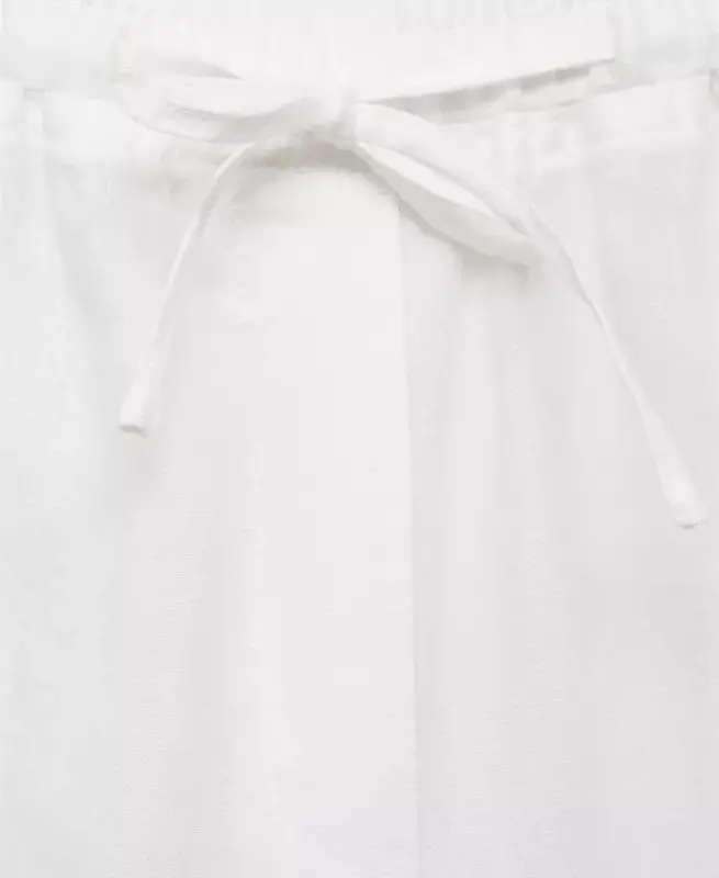 Women's Straight Linen-Blend Pants - Off White - 3