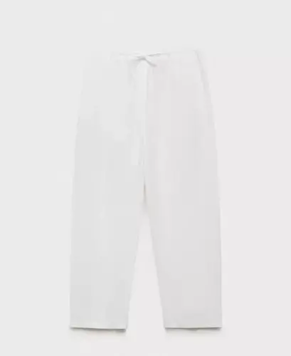 Women's Straight Linen-Blend Pants - Off White - 4