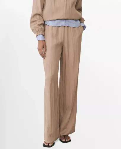 Women's Straight Lyocell Texture Pants - Medium Brown - 1