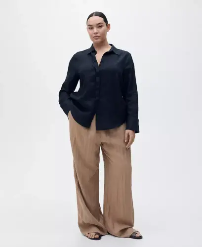 Women's Straight Lyocell Texture Pants - Medium Brown - 4