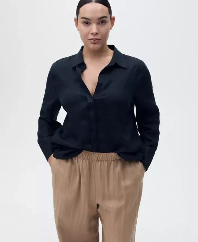 Women's Straight Lyocell Texture Pants - Medium Brown - 6
