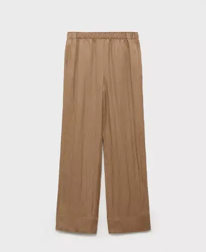 Women's Straight Lyocell Texture Pants - Medium Brown - 8