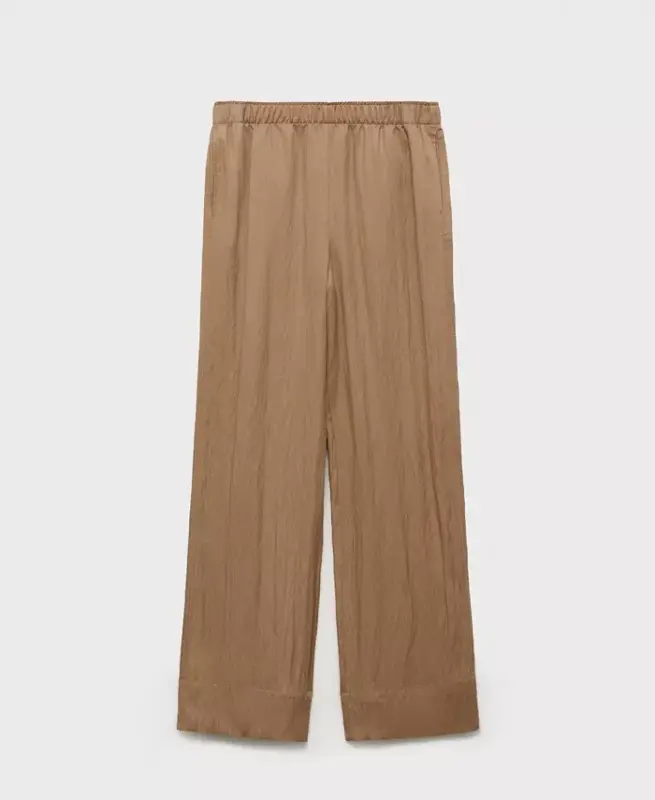 Women's Straight Lyocell Texture Pants - Medium Brown - 8