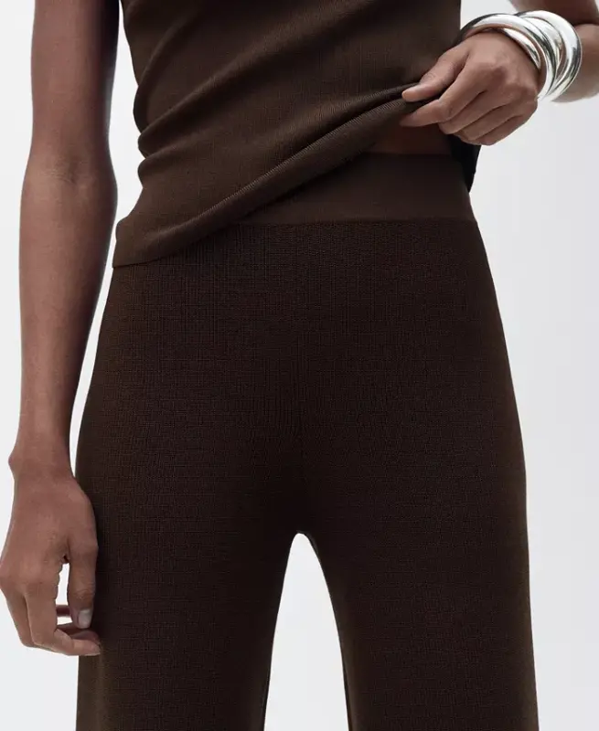 Women's Straight Knitted Pants - Chocolate - 6