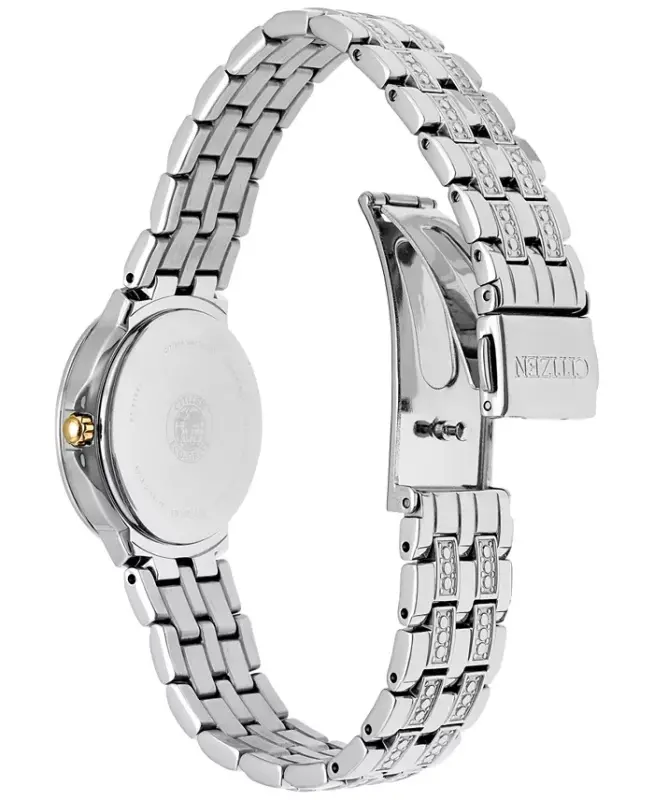 Women's Eco-Drive Crystal Accent Stainless Steel Bracelet Watch 28mm EW2340-58A - No Color - 3