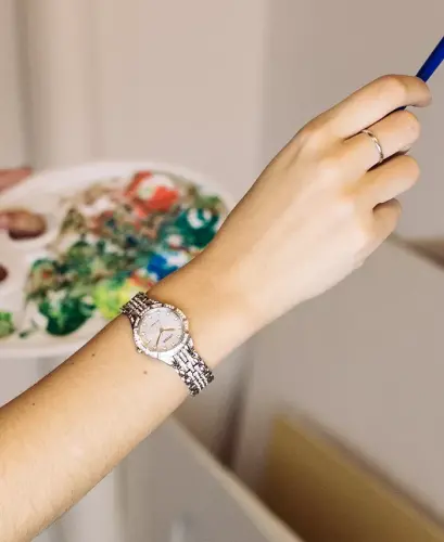 Women's Eco-Drive Crystal Accent Stainless Steel Bracelet Watch 28mm EW2340-58A - No Color - 4