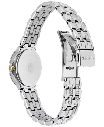 Women's Eco-Drive Crystal Accent Stainless Steel Bracelet Watch 28mm EW2340-58A-No Color - 3
