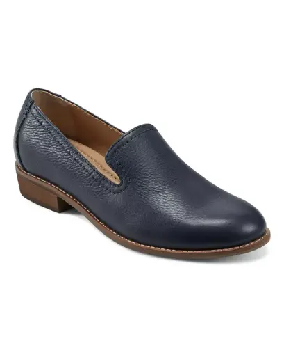 Women's Edna Flat Slip-On Loafers - Navy Leather 