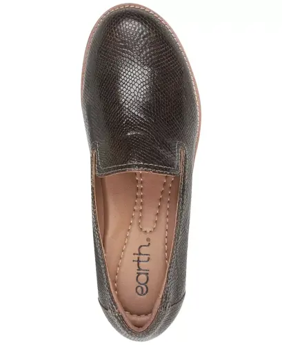 Kadın Edna Düz Slip-On Loafer - Koyu Kahverengi Yılan Derisi - 1