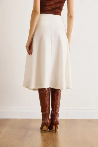 Kadın Ekru Beli Bantlı Selanik Çan Etek ETK-19000297-Ekru - 5