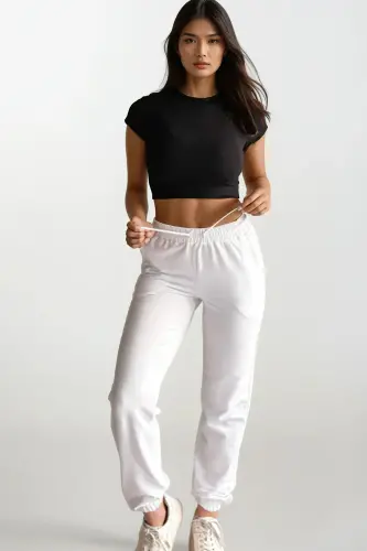 Kadın Ekru Beli Ve Paçasi Lastikli Basic Eşofman Alti ALC-X5902-EKRU - TREND ALAÇATI STILI (1)