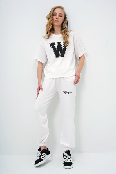 Kadın Ekru W Baskılı Eşofman Takımı ALC-X5889-EKRU - 4