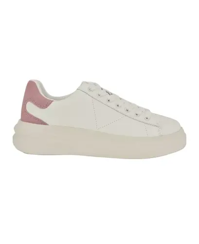 Women's Elbina Contrast Heel Lace-Up Sneakers - White/Pink - GUESS (1)