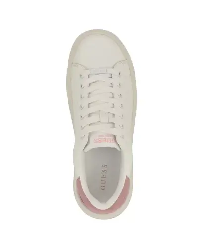 Women's Elbina Contrast Heel Lace-Up Sneakers - White/Pink - 4