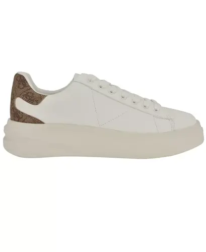 Women's Elbina Contrast Heel Lace-Up Sneakers - White/Brown Logo - GUESS (1)