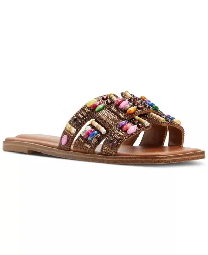 Women's Eleny Embellished Slide Flat Sandals-Cognac - ALDO