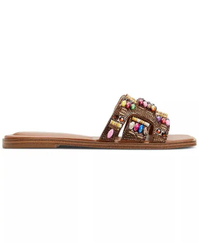 Women's Eleny Embellished Slide Flat Sandals-Cognac - ALDO (1)