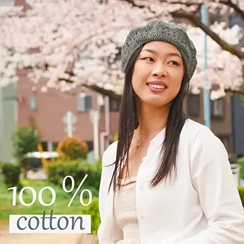 Womens Mens French Beret Hat - Hand Knit 100% Cotton Crochet Caps Girl Scouts-Bohemian Style Summer Beanie - 4