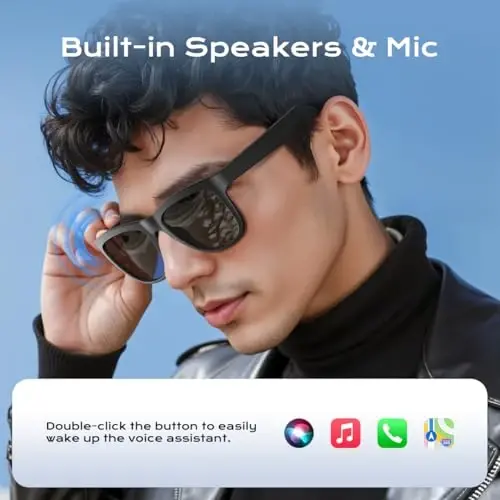 Bluetooth Glasses for Women & Men, Smart Audio Sunglasses for Men with Built-in Speakers, UV400 Protection, Wireless Music & Calls, Lightweight Frame, Touch Control Compatible with iOS/Android - 2