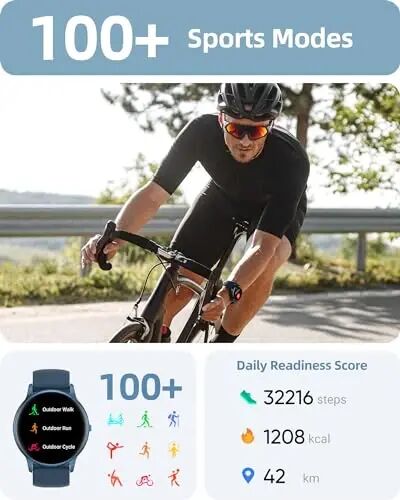Parsonver Smart Watch for Women Men (Answer/Make Calls) Compatible with iPhone/Android Phones, Fitness Tracker with 100+ Sports Modes IP68 Waterproof, Heart Rate/Blood Oxygen/Sleep/Steps Monitor, Blue - 4