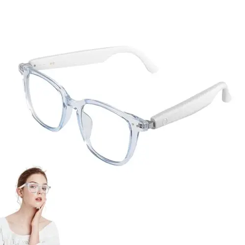 Yeabomy Smart Glasses for Women Men, Bluetooth Glasses with Photochromic Lenses Touch Control Voice Assistant for Clear Audio Remote Photography, Perfect for Indoor Outdoor (Blue Frame) - 1
