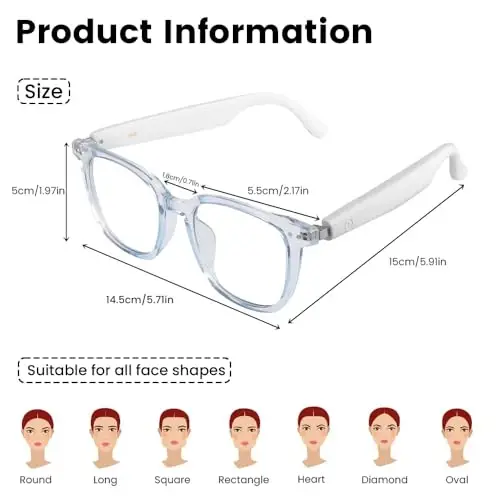 Yeabomy Smart Glasses for Women Men, Bluetooth Glasses with Photochromic Lenses Touch Control Voice Assistant for Clear Audio Remote Photography, Perfect for Indoor Outdoor (Blue Frame) - 4