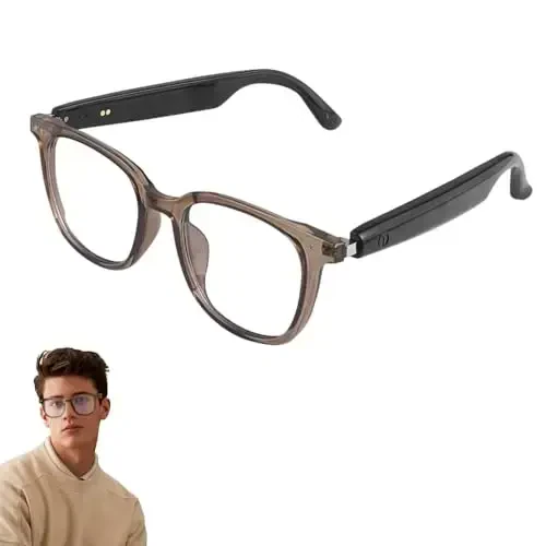 Yeabomy Smart Glasses for Women Men, Bluetooth Glasses with Photochromic Lenses Touch Control Voice Assistant for Clear Audio Remote Photography, Perfect for Indoor Outdoor (Brown Frame) - Yeabomy