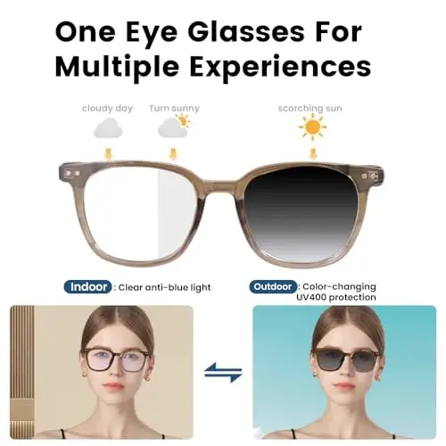 Yeabomy Smart Glasses for Women Men, Bluetooth Glasses with Photochromic Lenses Touch Control Voice Assistant for Clear Audio Remote Photography, Perfect for Indoor Outdoor (Brown Frame) - 4