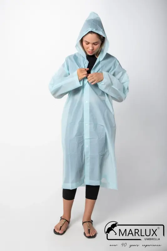Kadın Erkek Yağmurluk Kapüşonlu Çıtçıtlı Eva Bebe Mavi Yağmurluk M21MRC881R10-Bebe Mavi - 2