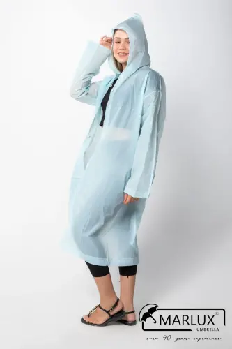 Kadın Erkek Yağmurluk Kapüşonlu Çıtçıtlı Eva Bebe Mavi Yağmurluk M21MRC881R10-Bebe Mavi - 4