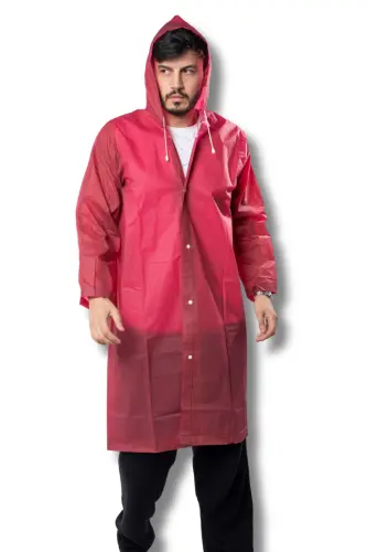 Kadın Erkek Yağmurluk Kapüşonlu Çıtçıtlı Eva Bordo Yağmurluk BYMMRC881R07 - Bordo - 3