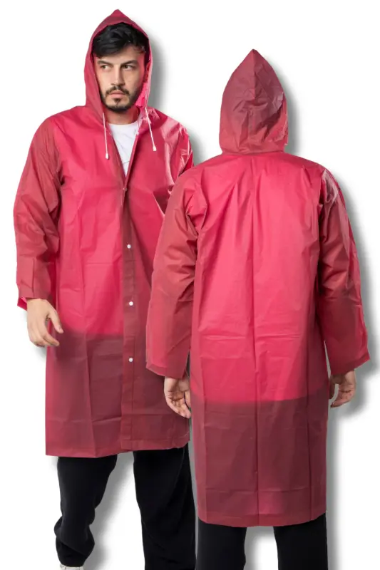 Kadın Erkek Yağmurluk Kapüşonlu Çıtçıtlı Eva Bordo Yağmurluk BYMMRC881R07 - Bordo - 4