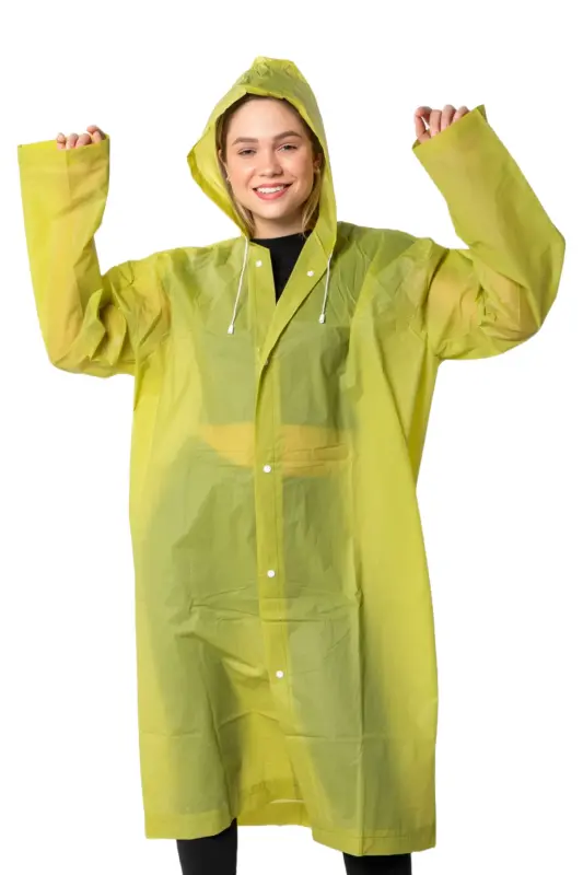 Kadın Erkek Yağmurluk Kapüşonlu Çıtçıtlı Eva Haki Yağmurluk BYMMRC881R06-Haki - 2