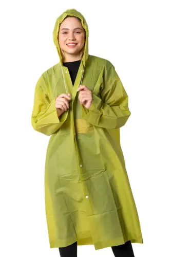 Kadın Erkek Yağmurluk Kapüşonlu Çıtçıtlı Eva Haki Yağmurluk BYMMRC881R06-Haki - 4