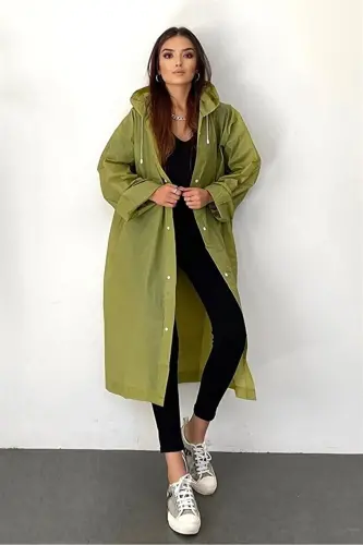 Kadın Erkek Yağmurluk Kapüşonlu Çıtçıtlı Eva Haki Yağmurluk BYMMRC881R06-Haki - 8