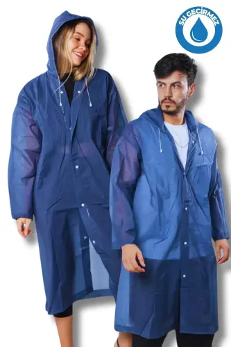 Kadın Erkek Yağmurluk Kapüşonlu Çıtçıtlı Eva Lacivert Yağmurluk BYMMRC881R04 - Lacivert - 1