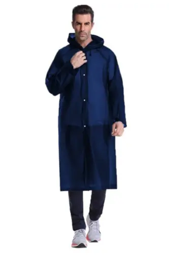 Kadın Erkek Yağmurluk Kapüşonlu Çıtçıtlı Eva Lacivert Yağmurluk BYMMRC881R04 - Lacivert - 5