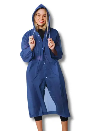 Kadın Erkek Yağmurluk Kapüşonlu Çıtçıtlı Eva Lacivert Yağmurluk BYMMRC881R04 - Lacivert - BY MARINE (1)